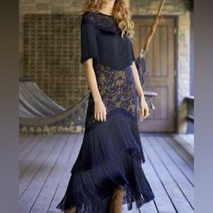 Tadashi Shoji Navy Lace Maxi Dress